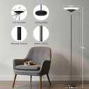 SIBRILLE Torchiere Floor Lamp - 72" Tall LED Standing Lamp with Remote/Button Control, 1800Lm, 3000-6500K, 30W Dimmable Modern Corner Floor Light for Living Room Bedroom Office Apartment, Black