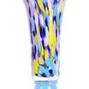 11.2'' H Hand Blown Glass Vase for Flowers, Blue Glass Home Decor for Centerpieces, Blue Wide Mouth Vase for Table, Beautiful Colorful Decor for Bathroom, Unique Gift for Her Friends