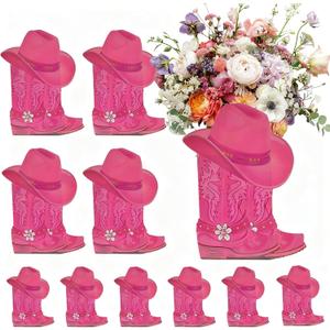 Western Cowgirl Boots Flower Boxes - 10 Set Centerpiece Boot Shape Boxes Western Centerpieces for Tables, Cowgirl Birthday Party Decorations for Rodeo Birthday Baby Shower Wedding Supplies