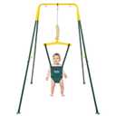 FUNLIO Baby Jumper with Stand for 6-24 Months, Infant Jumper for Indoor/Outdoor Play, Toddler Bouncer for Baby Girl/Boy, with Adjustable Chain, Easy to Assemble & Store (with Stand) - Green