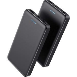 [2 Pack]Portable Charger Power Bank 10000mAh,Ultra Slim Portable Phone Charger with USB C Input & 2 Output Backup Charging External Battery Pack Compatible with iPhone 16/15/14/13/12,Android Phone etc