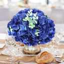 AVIVIHO 65pcs Fake Flowers Navy Blue Hydrangea Artificial Flowers Bulk (Not Squished, No Steaming Need) Silk Flowers with Stems for Wedding Decor,Home,Baby Shower,Table Centerpieces Decoration