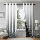 Metro Parlor Ombre Full Blackout Curtains 84 Inches Long 2 Panels for Living Room Bedroom Grey White Moroccan Geo Patterned Room Darkening Thermal Insulated Grommet Top Window Treatment Drapes,52x84