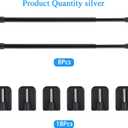 Jetec 8 Pieces Adjustable Plastic Net Curtain Rod 15.7-27.5 Inch Self Adhesive Shower Curtain Rods for Window Cupboard Bars Tension Drill Less Accessories for Home Bathroom Hotel (Black)