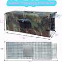 Live Feral Cat Trap Cage Camouflage Cover with Cover, Heavy Duty Folding Animal Traps Cage for Stray Cats, Large Humane Cat Trap for Raccoon, Squirrel, Skunk, Catch and Release, 32"L x 10"W x 12"H