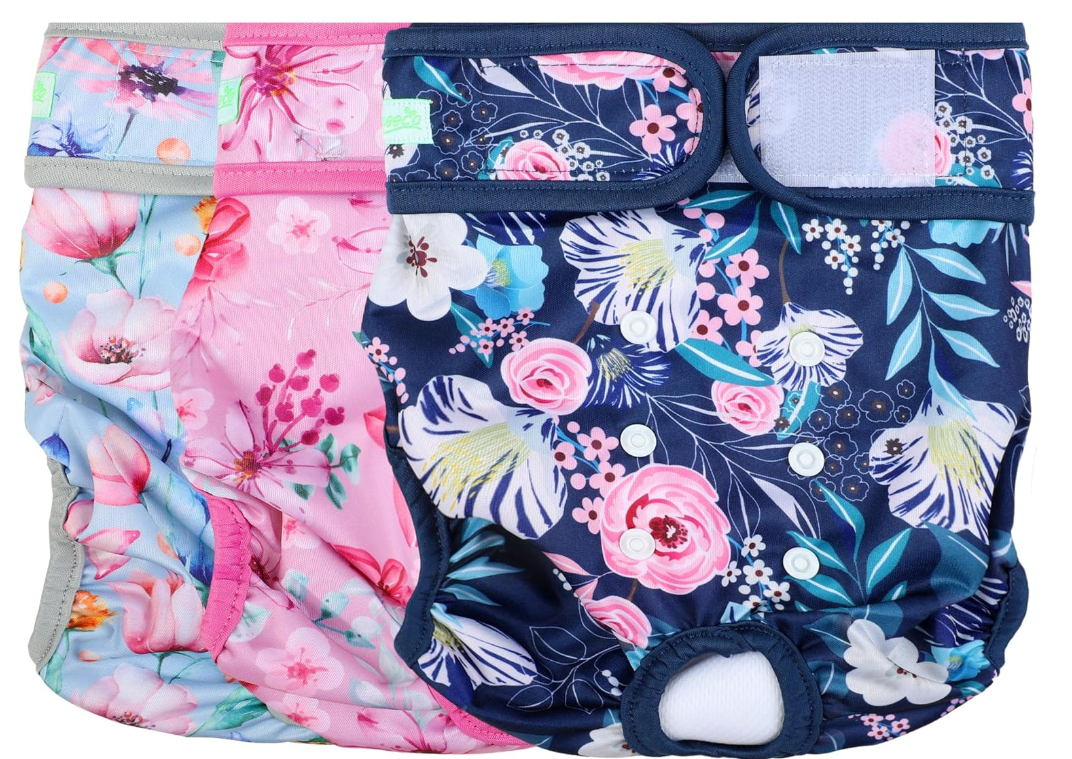 wegreeco Washable Reusable Premium Dog Diapers,Pack of 3,Small Dog Puppy & Doggy Diapers Female,Dog Period Panties Diapers Female in Heat