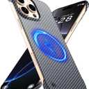 GRECAZO Magnetic Ultra-Thin Frosted Soft Touch Skin Borderless Carbon Fiber Bump Texture for iPhone 16 Pro Max Frameless Case 6.9" Slim Minimalist Lightweight Matte Hard for MagSafe Cover Case-Black