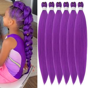 Purple Braiding Hair Pre Stretched Knotless Box Braids Hair for Braiding (26 Inch)