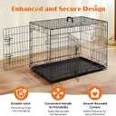 Sweetcrispy 36 Inch Dog Crate, Medium Crates Double Door Folding Metal Wire Dog Cage with Plastic Leak-Proof Pan Tray, Pet Kennel for Indoor, Outdoor, Travel