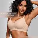 Wireless Jelly Bras for Women No Underwire - S-2XL Seamless Padded T-Shirt Bralette with Support, Comfortable Everyday Bra (Beige, M)