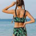 Girls Swimsuits 3 Piece Bathing Suit Allover Printed Criss Cross Bikini Set with Cover Up Skirt Beach Swimwear 7-16 Years