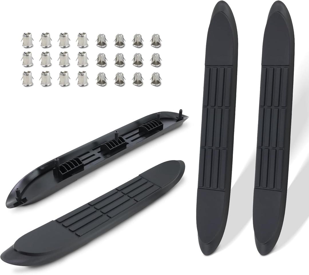 Nerf Bar Replacement Pads for 3" Round Nerf Step Bars, 21" X 3" Durable Non-Slip Running Boards Pads 5 Holes with 24 Pins, Black (4 Pack)