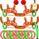 2-4 Players Inflatable Reindeer Antler Ring Toss Game for Christmas Party - Game Rules Included (2 Antlers 10 Rings)