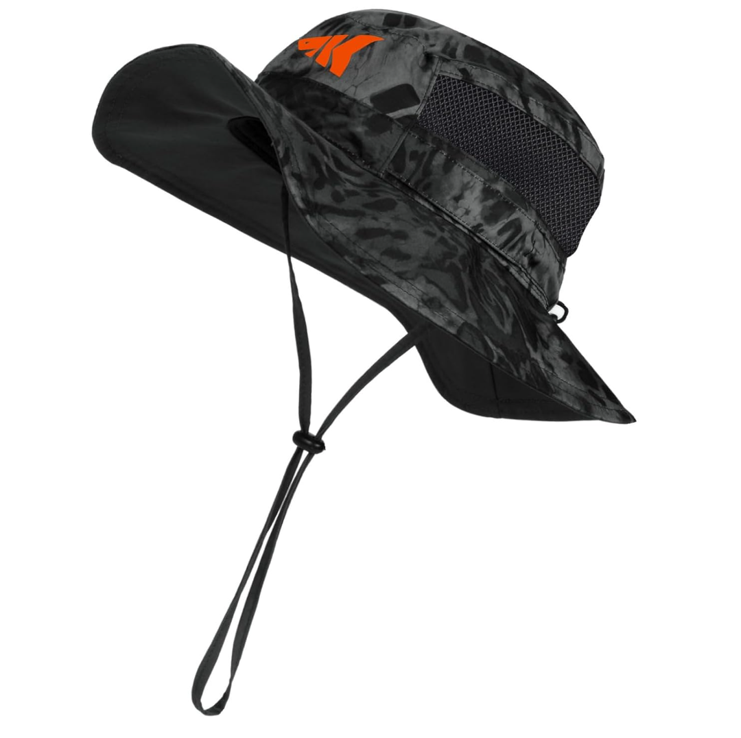 KastKing Sol Armis UPF 50 Boonie Hat - Sun Protection, Fishing, Beach & Hiking, Paddling, Rowing, Kayaking One Size Head Circumference 22.8 In, Blackout