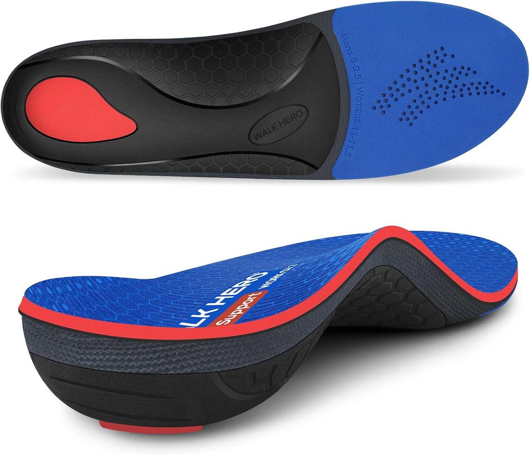 Walkhero Arch Support Inserts for Men & Women - Plantar Fasciitis Insoles with Max Cushion, Orthotics for Heel Pain Relief, Work Boots, Standing All Day (Mens 5-5.5 | Womens 7-7.5, Starry Blue)