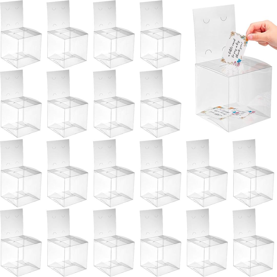 Geelin 48 Pcs Plastic Raffle Ticket Box Ballot Suggestion Boxes with Slot for Donation Fundraising 6 x 6 x 6 Inches Storage Container for Voting Tip Jar Survey and Collecting Business Card