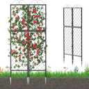 Zhongma 2 Pack Metal Garden Trellises for Climbing Plants, 77.2 Inch Tall Metal Fence Plant Support Trellis for Flower and Vagetable (32 x 0.8 x 77.2)