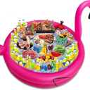 TURNMEON 130+ Cans Super Large Capacity Inflatable Flamingo Drink Cooler with Bottom Quick-Drain, Luau Hawaiian Tropical Birthday Themed Party Supplies, Summer Outdoor Pool Party Decorations