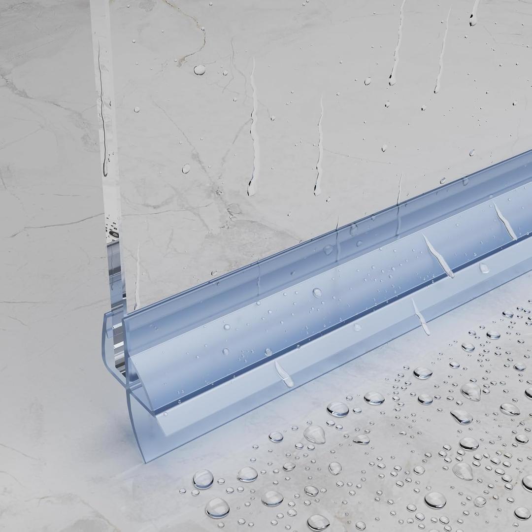 Frameless Shower Door Bottom Seal for 1/4" (6mm) Thick Shower Glass, 36" Long Shower Sweep with Drip Rail, Vinyl Material, Clear - Stop Shower Leaks and Create a Water Barrier