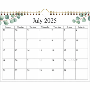 18 Month Calendar 2025 uk, A4 Wall Calendar 2025/26, Monthly Calendar 2025 uk Family Planner Month to View from July 2025 - Dec.2026, 2025 calender for Office Family Kitchen - Green Leaf