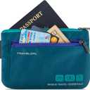 Travelon World Travel Essentials Set of 2 Currency and Passport Organizers (Set of 2: Small (6.5" x 4.75"), Large (7.75" x 5"), Peacock Teal)