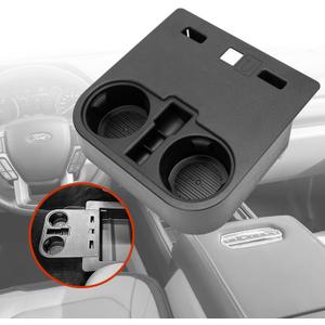 Front Console Cup Holder Compatible with Ford F150 2015-2020 and Ford F-Series Super Duty 2017-2022 Year, Center Cup Holder Under Front Seat Bottom, HC3Z-2813562-AB, 9.5x9.5 Inch