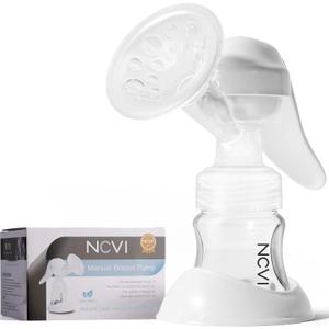 NCVI Manual Breast Pump for Breastfeeding Small Nipple, 20mm Silicone Soft Flange Single Hand Held Pump Breast Milk 5oz, BPA-Free with Two Kinds of Suction Adjusted Suitable for 17/18/19/20mm Nipples (White(upgraded Version))