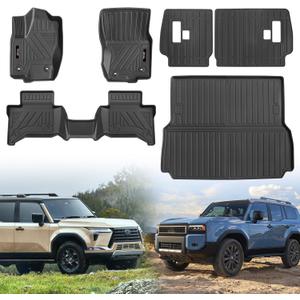 for 2024 2025 2026 Toyota Land Cruiser/Lexus GX550 5 Seat Floor Mats Trunk Cargo Liner and Backrest Mats TPE All Weather Protection Mat Accessories (only for 5 Seater Full Set)