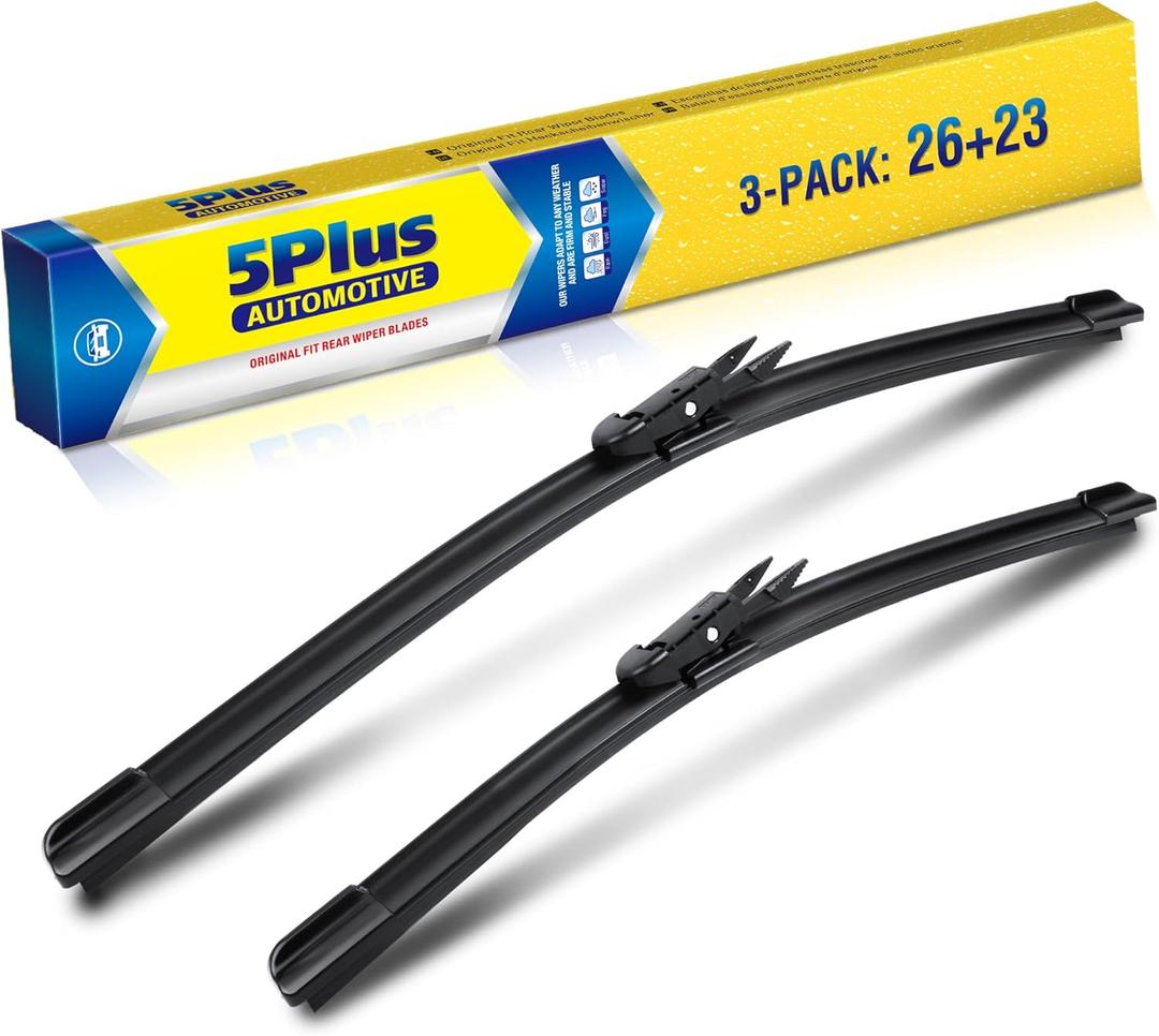 5 PLUS 26"+23" Windshield Wipers Replacement for Toyota Tundra 2021 2020 2019 2018 2017 2016 2015 2014-2007 Wiper Blades,Windshield Wiper Blades Original Equipment Replacement (Pack of 3) (26"+23"(Fit Pinch Tab))