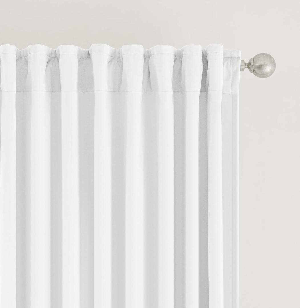 SNITIE Pure White Velvet Curtains with Back Tab and Rod Pocket Thermal Insulated Soft Privacy Light-Filtering Velvet Drapes for Bedroom and Living Room, Set of 2 Panels, 52 x 84 Inches Long