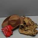 Ecally 7 Pcs Western Cowgirl Outfit Tassels Fringe Vest Bohemian Turquoise Jewelry Kit Cowboy Hat Bandana for Women Cosplay