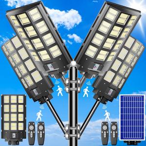 loyoele 7000W Solar Street Lights Outdoor 240000 Lumens Solar Flood Light with Remote Control & Motion Sensor, Waterproof IP66 Dusk to Dawn Solar Power Lights for Garden,Yard, Path, Parking Lot 2-Pack