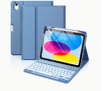 Harvopu Compatible for iPad 11th 10th Generation Case with Keyboard, Folio Cover with Pencil Holder, MultiTouch Trackpad, 7 Color Backlit, Detachable Keyboard for iPad (A16) 11th/10th Gen (Blue)