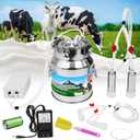 2-in-1 Upgrade 3.7Gal/14L Portable Electric Milker, Milking Machine for Cows and Goats with Food-Grade Stainless Steel Bucket,4 Teat Cups and Pulsation Vacuum System for Farm,Ranch and Home Dairy Use