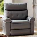 GarveeHome Extra Wide Recliner Chair - PU Leather Oversized Manual Recliner for Adults, Lazy Chair with 1.5X Sponge Comfort Arm and Back for Living Room, Bedroom (Grey)