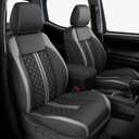 RIDEPOSH Custom Leather Seat Covers for Toyota Tacoma Double Cab 2016-2023 | full set, BKgray, OEM fit, premium waterproof leather, anti-slip, extra pockets, long-term durability, airbag compatible