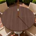 Round Outdoor Tablecloth with Umbrella Hole, Zippered Fitted Tablecloth with Elastic Edge, Waterproof Table Cloth Cover for Picnic Party Fits 37"-44" Round Table, Wood