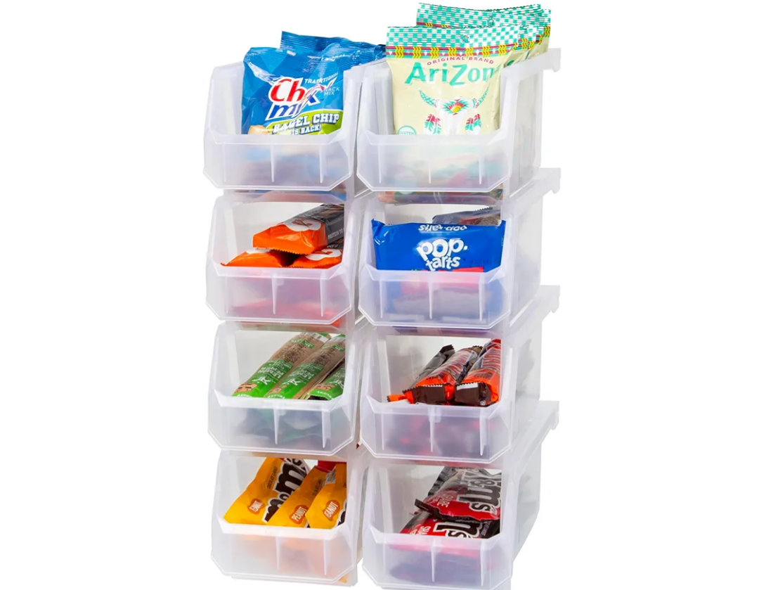 Plastic Containers for Organizing and Storage Bins for Closet, Kitchen, Office, Garage or Pantry Organization, Stackable Bins, Medium (11" x 5" x 5.5"), 8-Pack, Clear