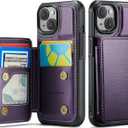Vinich for iPhone 14 Wallet Case with Card Holder, RFID Blocking Credit Slots Kickstand Shockproof Phone Cover for Women Men, Purple