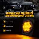 Xprite LED Amber Yellow Front Fender Side Marker Light Assembly with Smoke Lens Compatible with 2007 2008 2009 2010 2011 2012 2013 2016 2017 2018 Jeep Wrangler JK