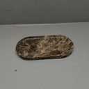 YMXYJM Genuine Real Natural Marble Tray for Bathroom, Luxury Dark Brown Stone Vanity Tray, Decorative Oval Trays for Countertop Storage, Vanity, Dresser, Kitchen, Home Decor, 11.8" x 6", Brown