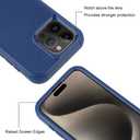 Joylifeboard for iPhone 15 Pro Max Case, 3 in 1 Heavy Duty Protection Phone Case for 15 Pro Max, 3-Layers [Shockproof] [Drop Proof] Case Cover for Apple 15 Pro Max 6.7 inch (Seablue)