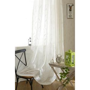 VOGOL Semi-Sheer Elegant Embroidered Solid White Rod Pocket Window Sheer Curtains/Drape/Panels/Treatment 54 x 84,Two Panels