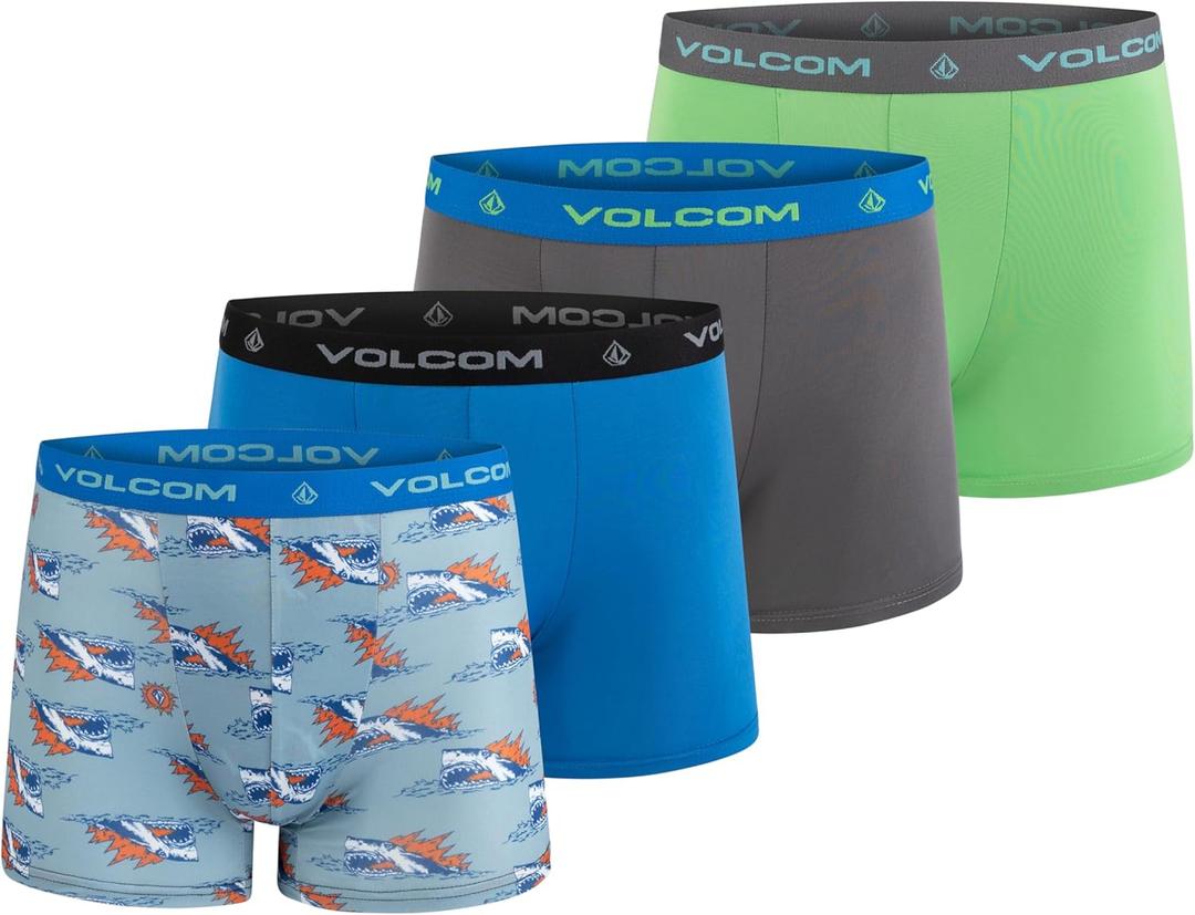 Volcom Boys Boxer Briefs Performance Underwear (Blue/ Blue/ Grey/ Green, X-Small)
