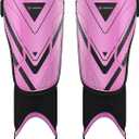 Upgraded Soccer Shin Guards for Kids Youth Adults, CE Certified AirsFish Shin Guard Sleeves Protection Gear for Boys Girls Soccer Games EVA Cushion Reduce Shocks and Injuries (Medium, Pink)