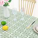 misaya Rectangle Vinyl Table Cloth, Elastic Fitted Flannel Backed Tablecloth, Waterproof Plastic Table Cover Fits 8 Foot Folding Tables for Picnic, Camping, Outdoor (Sage Green, 30" x 96")
