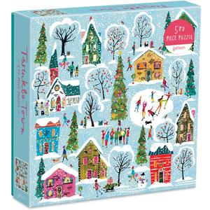 Galison Twinkle Town 500 Piece Puzzle from Galison  Featuring Colorful and Whimsical Illustrations of a Festive Snowy Town, 20" x 20", Makes a Wonderful Gift