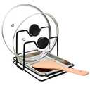 Pot Lid Holder While Cooking, 304 Stainless Steel Spoon Rest with Lid Holder for Countertop, Multifunctional Pan Lid Storage and Utensil Organizer for Stove Top
