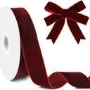 Burgundy Velvet Ribbon 1.5 Inch X 20 Yards Dark Deep Wine Red Velvet Plush Ribbon Christmas Ribbons for Gift Wrapping Christmas Tree Wedding Thanksgiving Xmas Wreath Bows Hair Accessories
