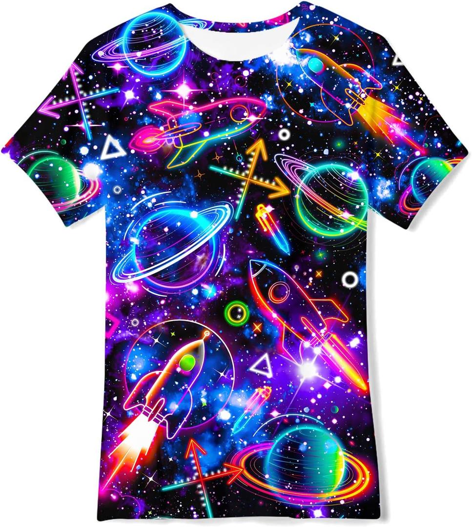 Kids Funny Graphic Polyester Colorful T Shirt for Boys Girls Size 12